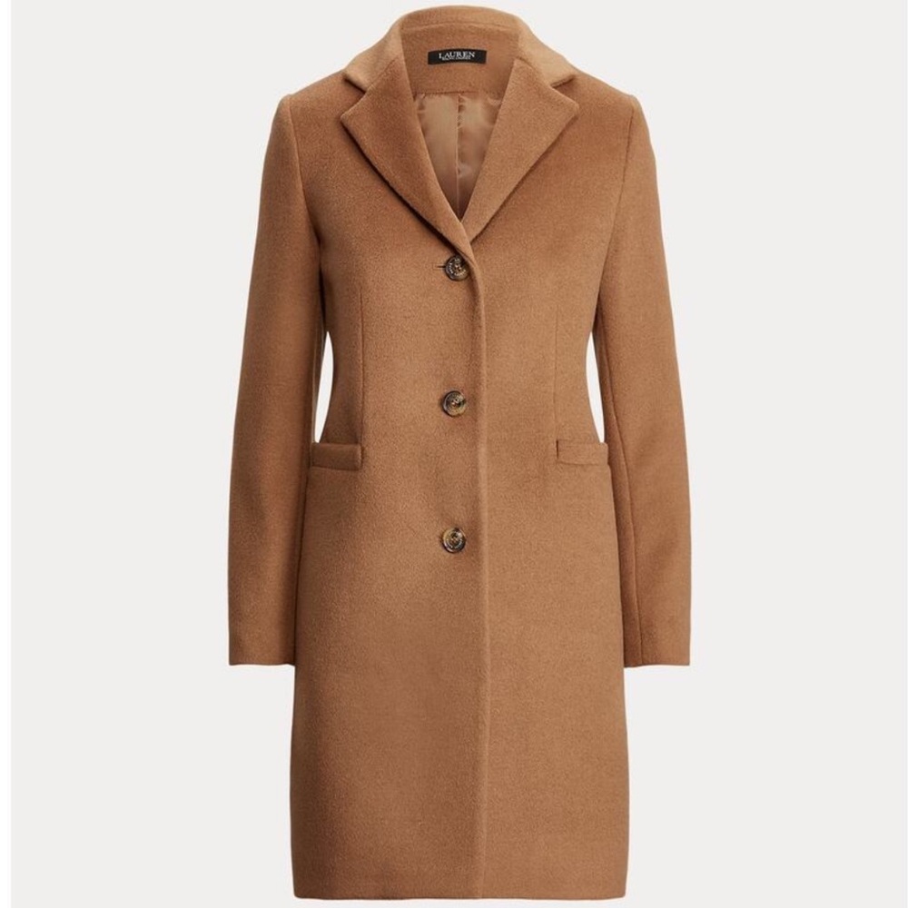 Lauren Ralph Lauren Wool Blend Reefer Longline Coat size 0 in tan new vicuna